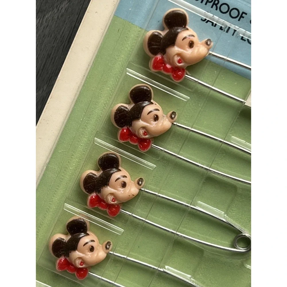 Vintage Walt Disney Mickey Mouse Diaper Pins Rustproof Stainless Steel‎ 4-Pack